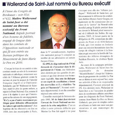 Wallerand de Saint-Just nommé au Bureau exécutif du Front National