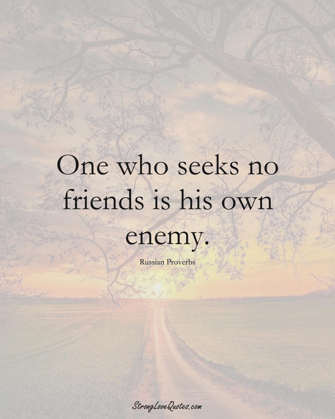 One who seeks no friends is his own enemy. (Russian Sayings);  #AsianSayings