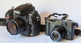 Nikon D800 and Fuji X10 cameras together