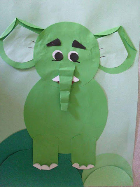 Idea to make folded papercraft for kids : elephant