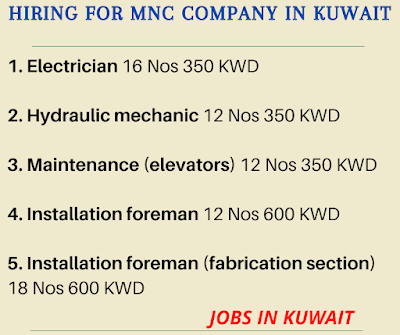 Hiring for MNC company in Kuwait