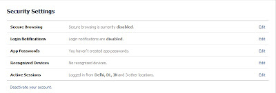 Facebook security settings