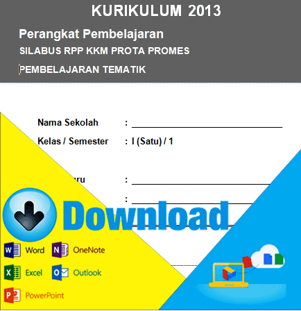 Download Perangkat Pembelajaran Kurikulum 2013 Silabus, RPP, PROTA, PROMES, KKM, untuk Kelas 1 SD