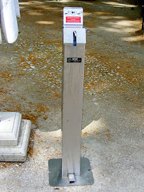 Hand sanitizer dispenser at Chateau de Chenonceau during the Covid19 restrictions.  Indre et Loire, France. Photographed by Susan Walter. Tour the Loire Valley with a classic car and a private guide.