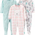 Simple Joys by Carter's Baby and Toddler Girls' 3-Pack Loose Fit Fleece Footed Pajamas