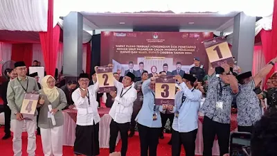 KPU Kabupaten Cirebon menetapkan nomor urut empat paslon Pilkada 2024 (Dok. pojoksatu.id)