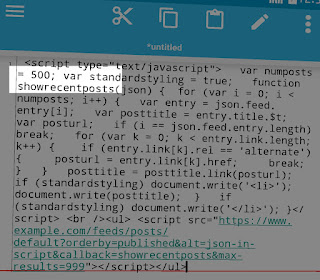 Kode JS disalin ke editor teks