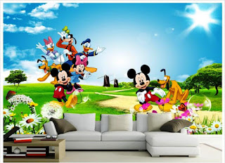 Desain Wallpaper Dinding Lucu Gambar Mickey Mouse