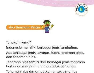 Pembelajaran 5 Subtema 1 Manfaat Tumbuhan bagi Kehidupan Manusia