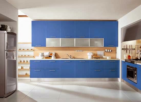 Dapur minimalis warna biru