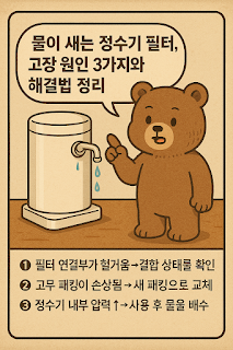 물이 새는 정수기 필터