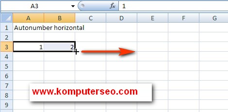 Membuat penomoran otomatis di excel secara horisontal 