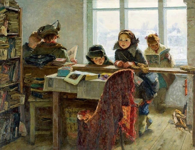 «В сельской библиотеке (читатели)», Шевандронова Ирина Васильевна, 1954 г.