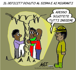 deficit, lettera commissione, renzi, migranti, terremoto, economia, vignetta, satira