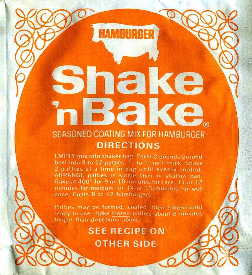 a 1970s orange Shake'nBake seasoned coating mix package photograph