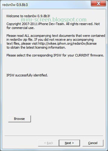 Jailbreak: Redsn0w 0.9.8b3 Recognize/Identify iOS 4.3.4 IPSW on Windows 7 OS