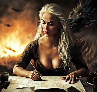 Daenerys (Dany) Targaryen from A Song of Ice and Fire with Drogon