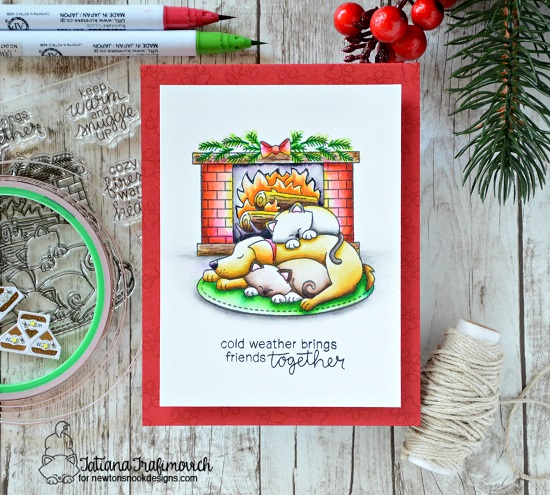 Fireplace light up card by Tatiana Trafimovich | Fireside Friends Stamp Set by Newton's Nook Designs with Chibitronics lights | #newtonsnook #chibitronics