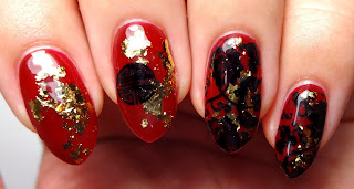 Red Chinese Stamped Nails