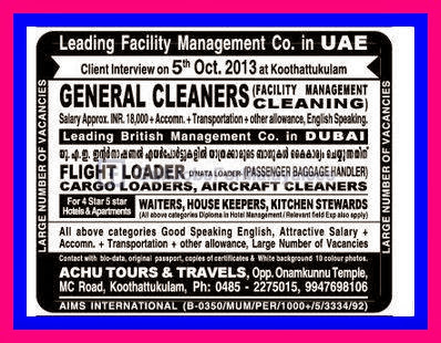 Vacancies For a Facility Management Company UAE