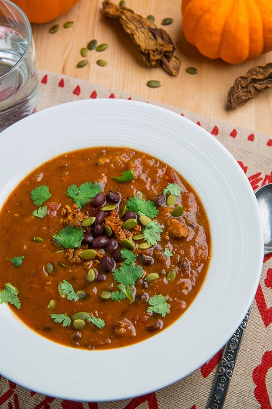 Pumpkin Chorizo and Black Bean Soup