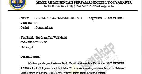 5+ Contoh Surat Resmi Sekolah SD, SMP dan SMA