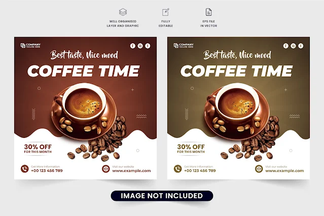 Coffee promotion template vector design free download