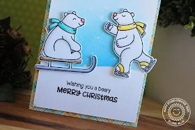 Sunny Studio Stamps: Playful Polar Bears Snowy Background Christmas Card by Eloise Blue