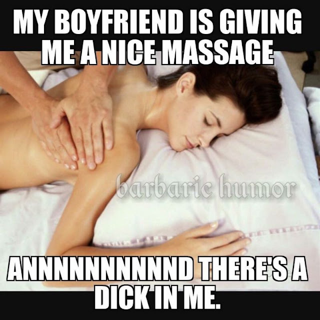 My boyfriend is giving me a nice massage.