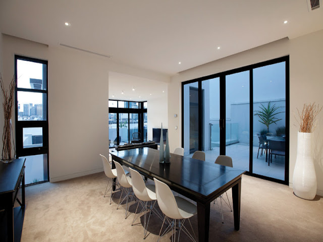 Photo of modern living room interiors decorated in black and white color