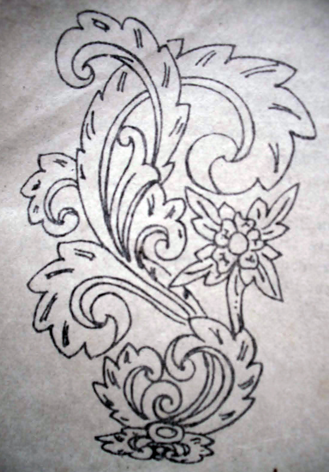 Gambar Sketsa  Batik  Flora Gambar Mewarnai