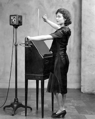 Woman playing an early RCA Theremin