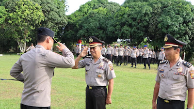 Kapolres Banyuasin Pimpin Upacara Kenaikan Pangkat Pengabdian Personil