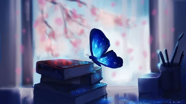 Fantasy Blue Butterfly on Book wallpaper. Click on the image above to download for HD, Widescreen, Ultra HD desktop monitors, Android, Apple iPhone mobiles, tablets.