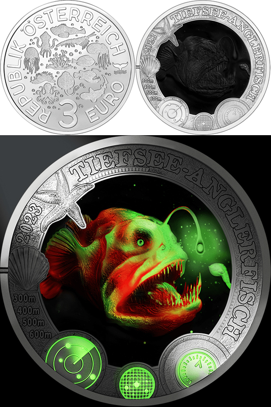 Austria 3 euro 2023 - Deep-sea Anglerfish