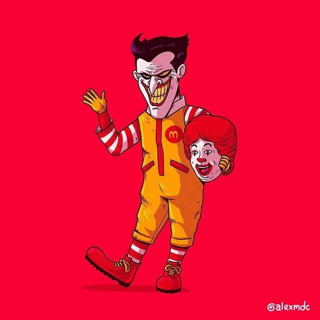07-The-Joker-and-Ronald-McDonald-Characters-Drawings-Alex-Solis-www-designstack-co
