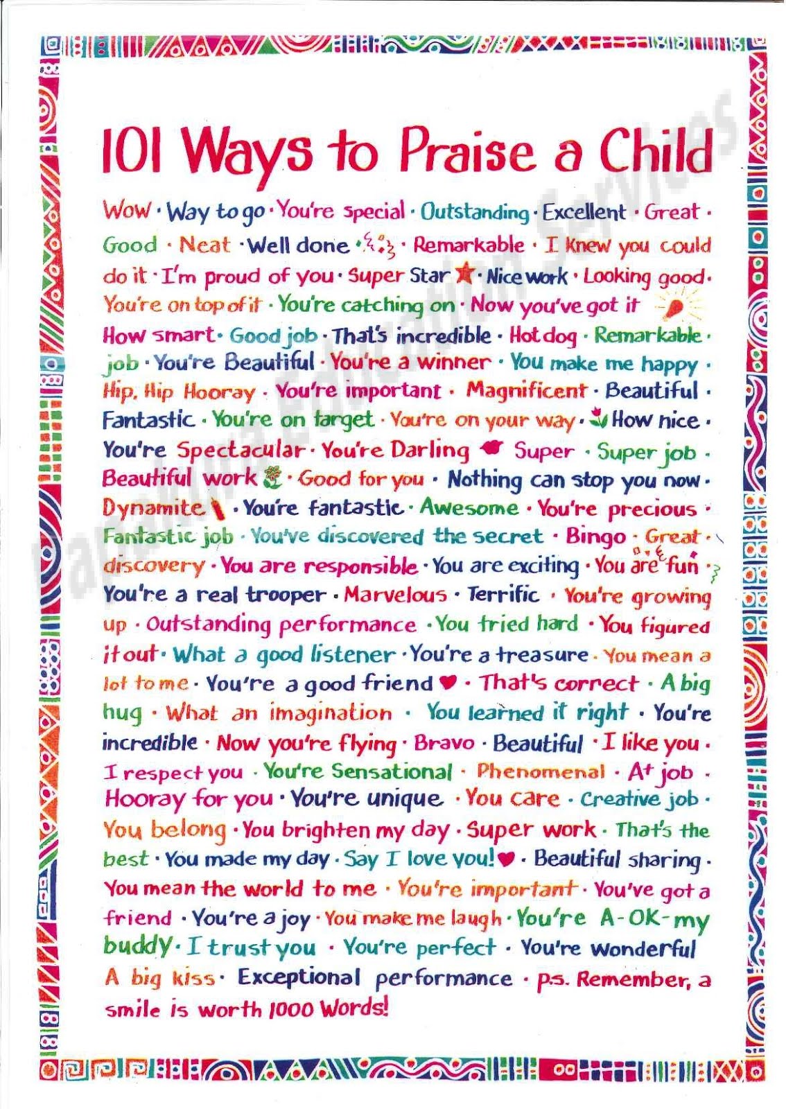 101 Ways to Praise a Child