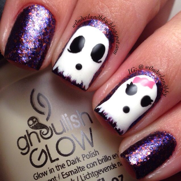 Ghoulish Ghosts Halloween Nails Art