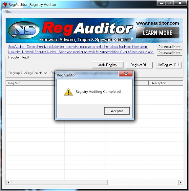 RegAuditor 2.3.7 [Busca y elimina elementos nocivos en el registro de Windows]