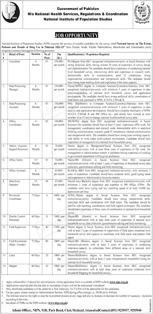 Ministry Of National Health Services January 2023 Jobs - Online Apply