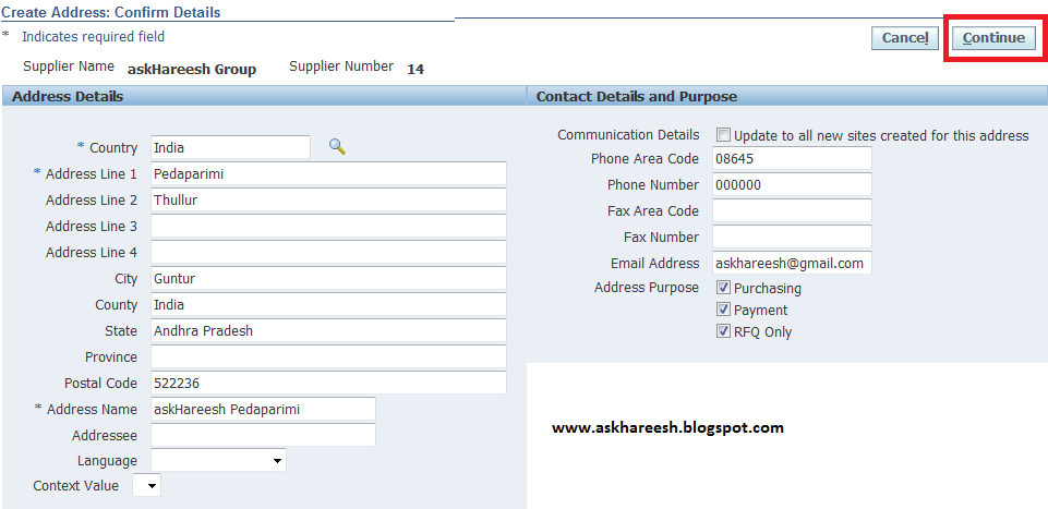 Supplier Creation in Oracle Apps R12, www.askhareesh.com