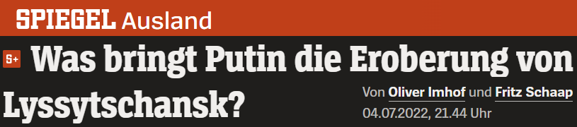 Was bringt Putin die Eroberung von Lyssytschansk?