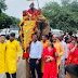 वडांगळी येथे लिंगायत समाजाच्या वतीने पंडिताराध्य शिवाचार्य महाराजांची काढली हत्तीवरून मिरवणूक