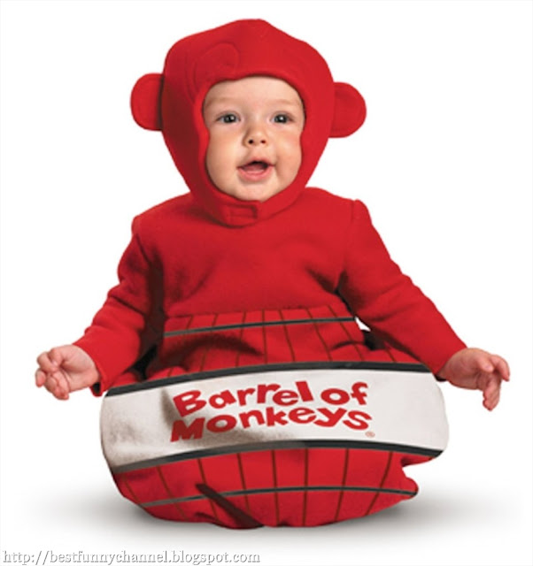 A child dressed as red monkey