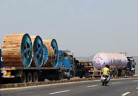 heavy trucks on highway