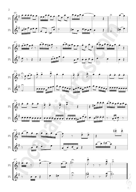 Music Scores 2 Partituras para Pequeño Dúo de Flautas Transversales o Traversas a Dos Voces Sheet Music for Flute Duet Melodía para el Pequeño Infante de José Téllez