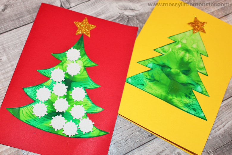 Squish art Christmas tree craft for kids