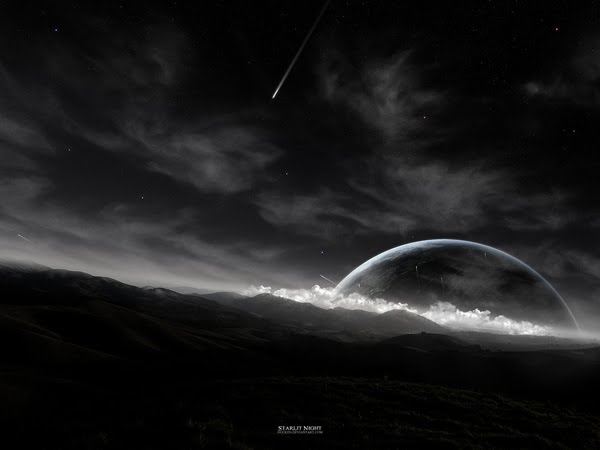 Starlit Night black and white Wallpaper