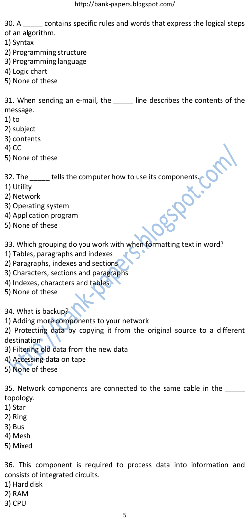 ibps sample question papers