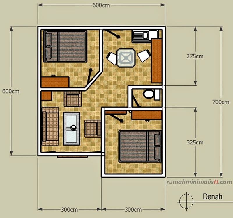  Desain  Rumah  Minimalis  1 Lantai 2  Kamar  Tidur MODEL  